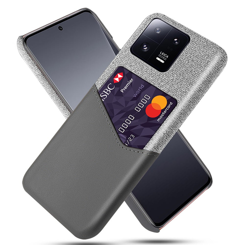 For Xiaomi 13 Pro 5G Cloth Texture PU Leather Coated PC Case Anti-scratch Card Holder Phone Cover