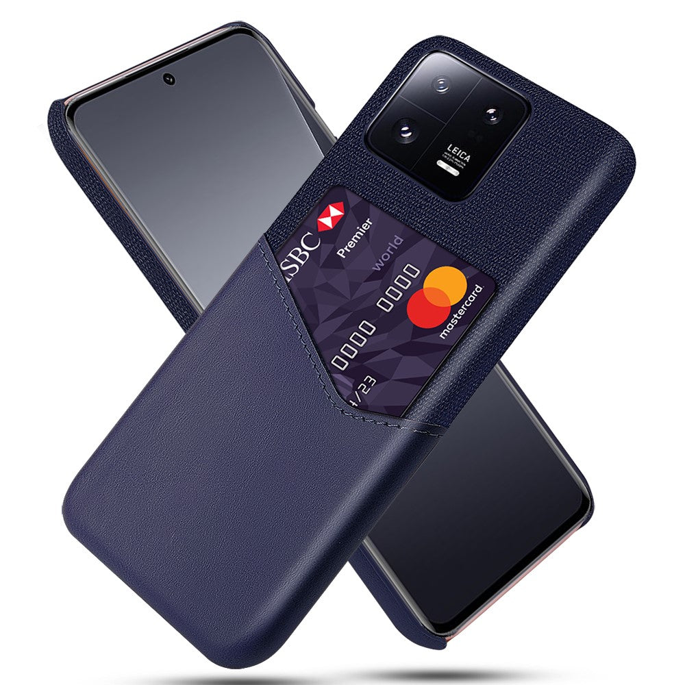 For Xiaomi 13 Pro 5G Cloth Texture PU Leather Coated PC Case Anti-scratch Card Holder Phone Cover
