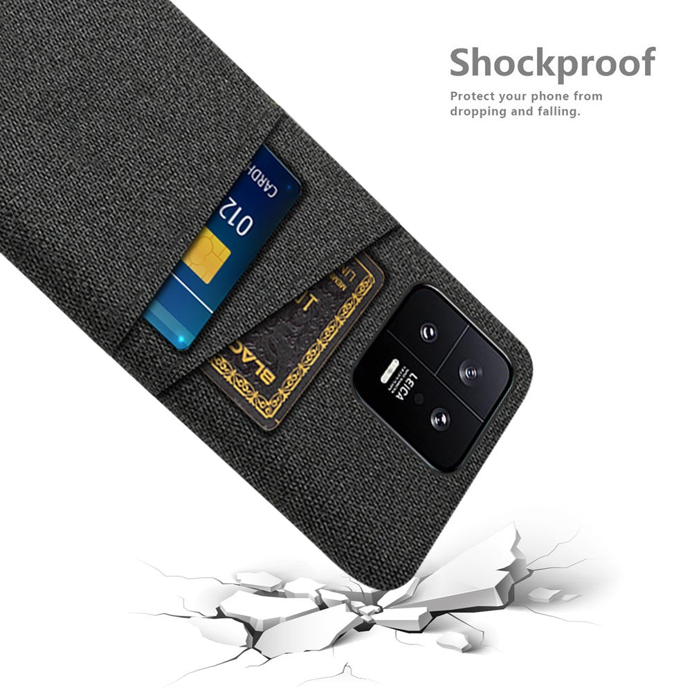 For Xiaomi 13 5G Cloth Texture Dual Card Slots PC Case Anti-scratch Phone Protective Cover