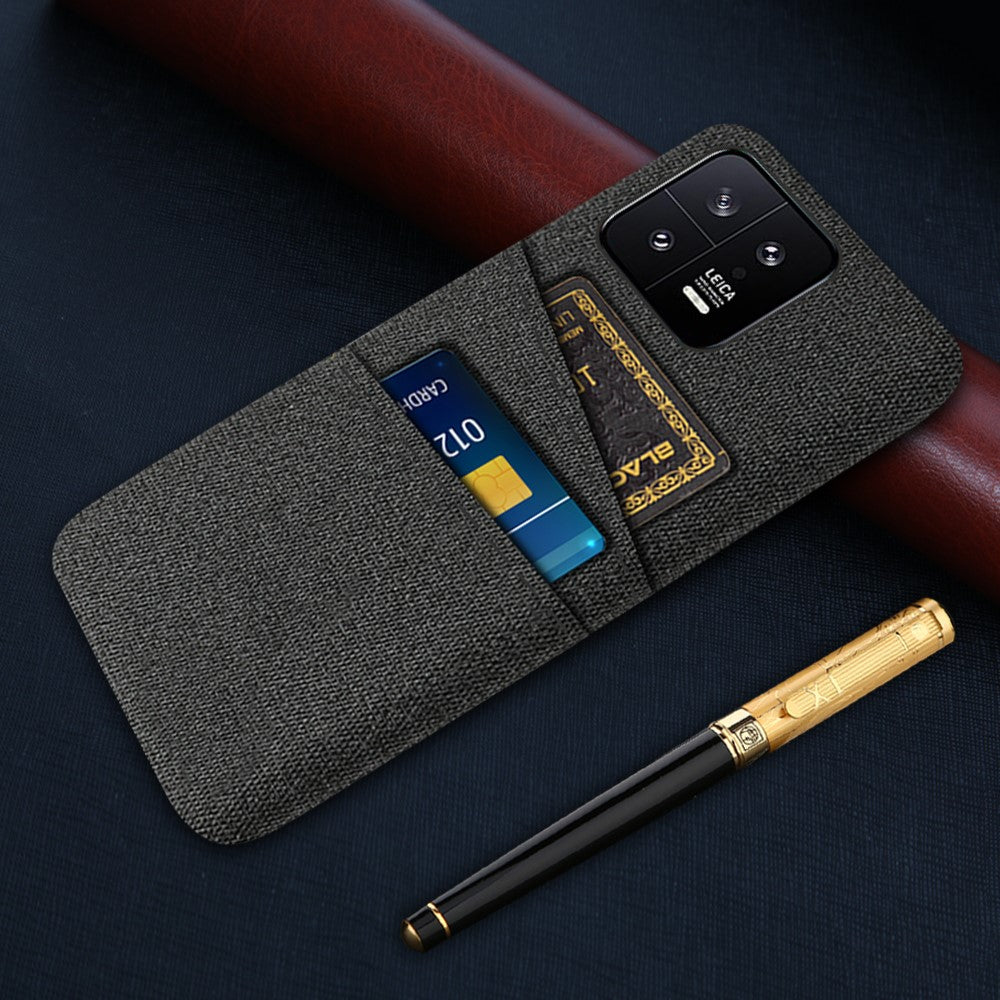 Xiaomi 13 5G Tygtextur Dubbla Kortplatser PC-skal Reptåligt mobilskyddsfodral