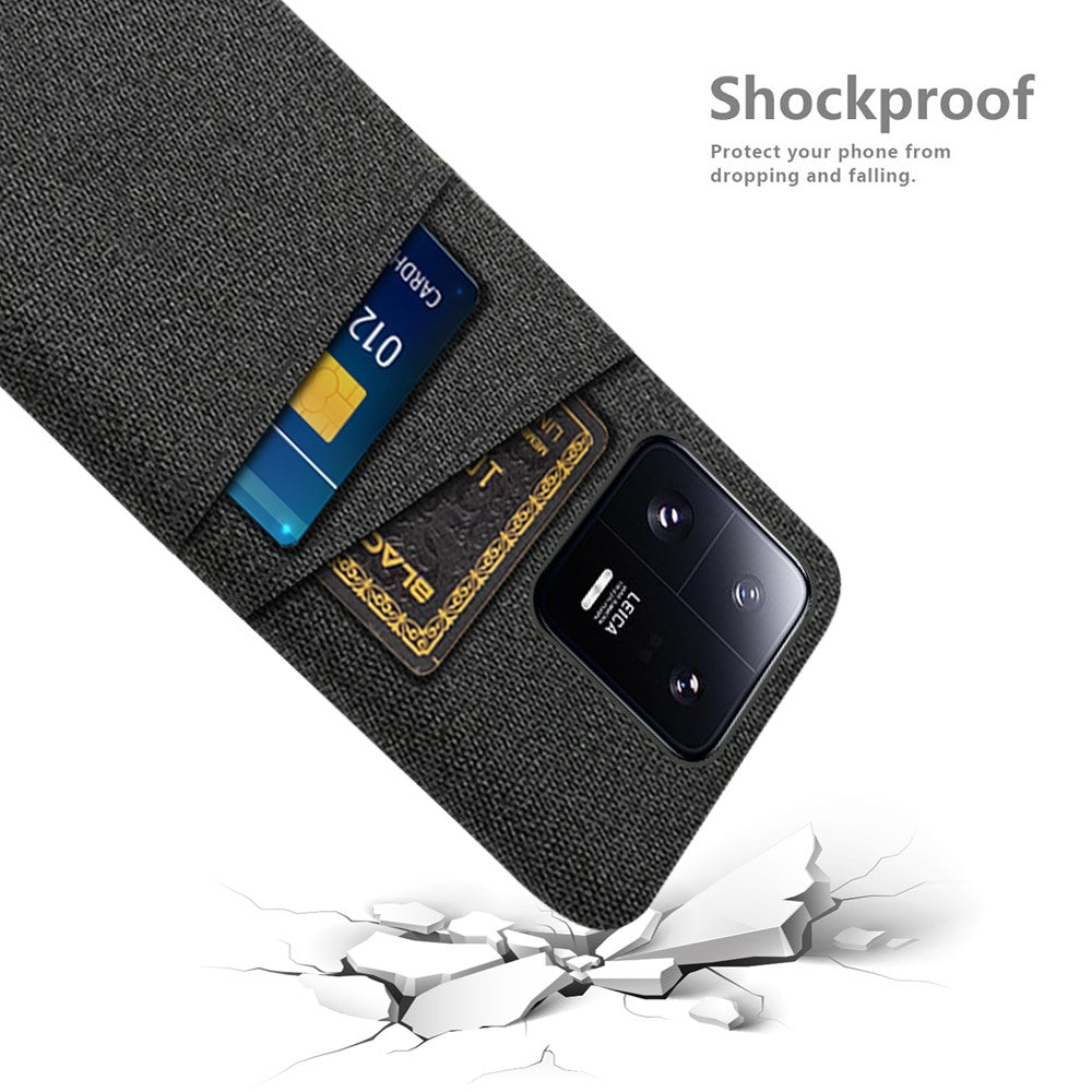 For Xiaomi 13 Pro 5G Cloth Texture Dual Card Slots Phone Case Drop-proof Back Cover