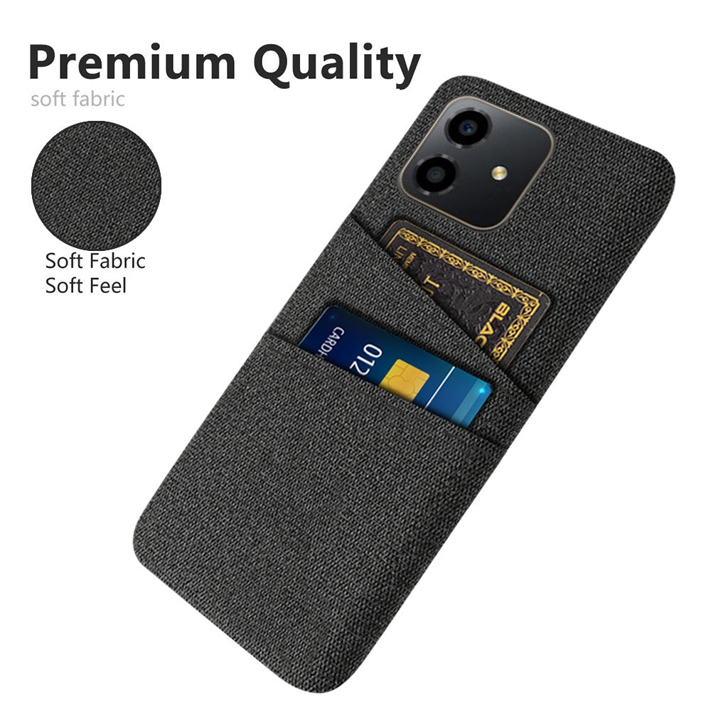For Honor Play6C 4G Shockproof Cloth Texture Phone Case Dual Card Slots Hard PC Protective Mobile Phone Cover
