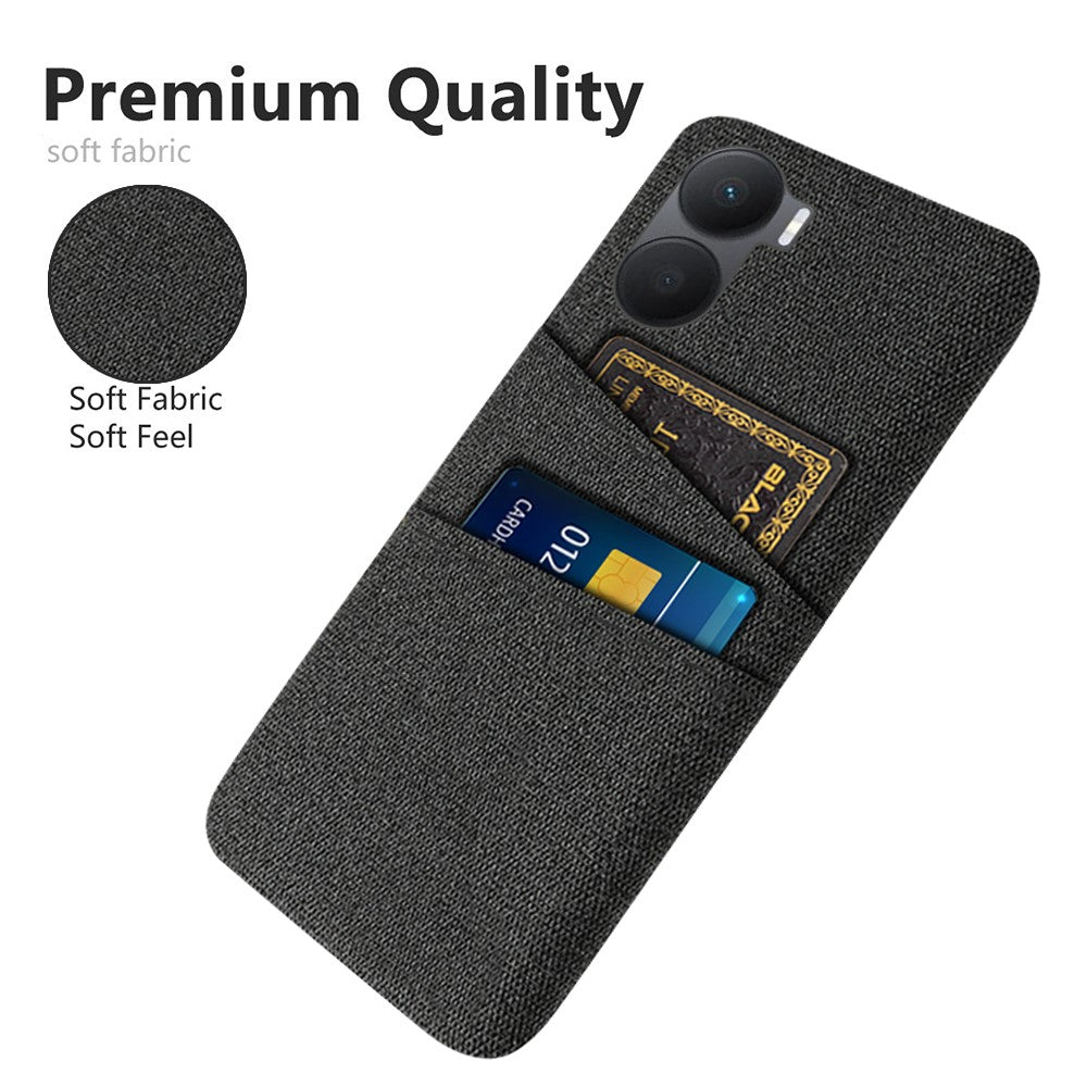 For Honor Play 40 Plus 5G Telefoncover med stoftekstur Dobbelte kortpladser Stødsikkert hårdt PC-cover