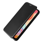 Samsung Galaxy A04e 4G / F04 4G / M04 4G Kolfibertextur Magnetiskt PU-läder mobilskal Korthållare Fullt Skyddande mobilflik