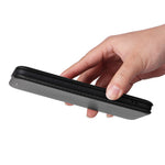 Samsung Galaxy A04e 4G / F04 4G / M04 4G Kolfibertextur Magnetiskt PU-läder mobilskal Korthållare Fullt Skyddande mobilflik