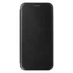 Samsung Galaxy A04e 4G / F04 4G / M04 4G Kolfibertextur Magnetiskt PU-läder mobilskal Korthållare Fullt Skyddande mobilflik