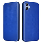 Samsung Galaxy A04e 4G / F04 4G / M04 4G Kolfibertextur Magnetiskt PU-läder mobilskal Korthållare Fullt Skyddande mobilflik