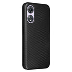 For Oppo A58 5G  Magnetic Auto-absorbed Carbon Fiber Texture PU Leather Phone Case Card Slot Stand Flip Cover