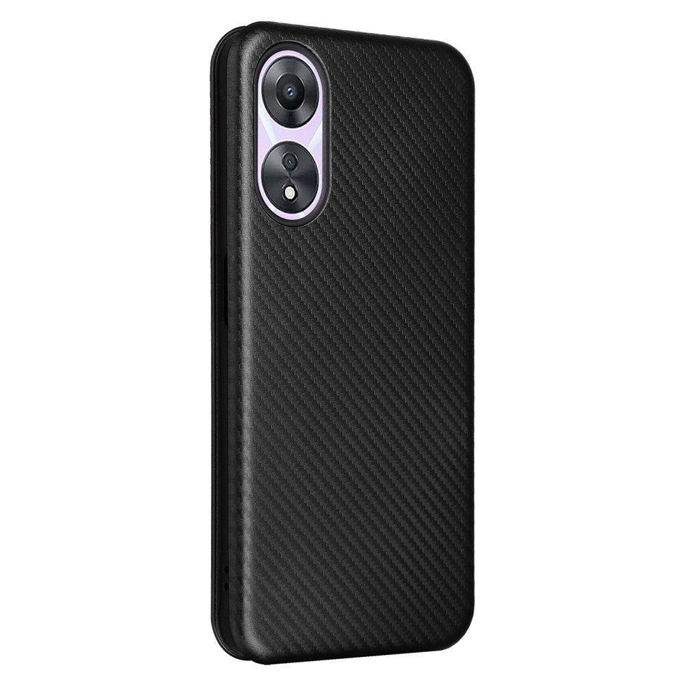 For Oppo A58 5G  Magnetic Auto-absorbed Carbon Fiber Texture PU Leather Phone Case Card Slot Stand Flip Cover