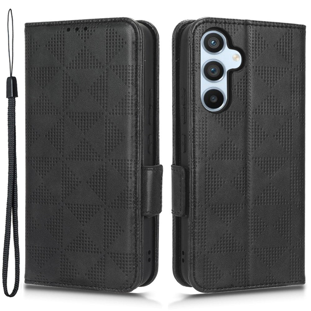 Til Samsung Galaxy A54 5G Anti-Drop PU-læderpung, beskyttende telefoncover med præget trekantmønster, standfunktion og håndrem