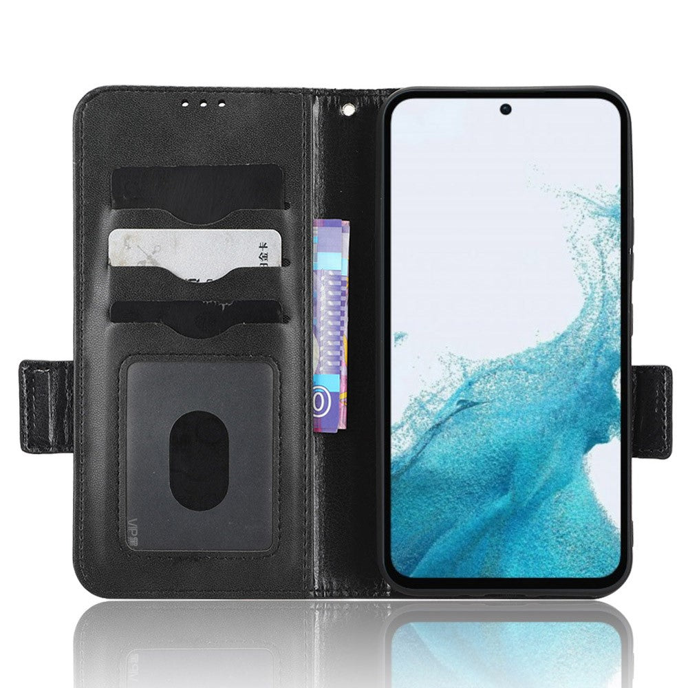 Til Samsung Galaxy A54 5G Anti-Drop PU-læderpung, beskyttende telefoncover med præget trekantmønster, standfunktion og håndrem