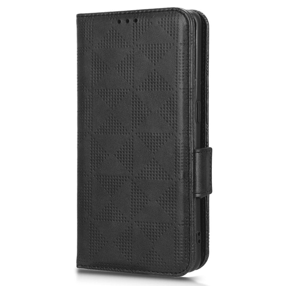 Til Samsung Galaxy A54 5G Anti-Drop PU-læderpung, beskyttende telefoncover med præget trekantmønster, standfunktion og håndrem