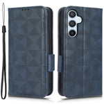 Til Samsung Galaxy A54 5G Anti-Drop PU-læderpung, beskyttende telefoncover med præget trekantmønster, standfunktion og håndrem