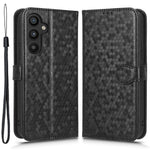 For Samsung Galaxy A34 5G Dot Pattern Imprinted Phone Cover PU Leather Shockproof Wallet Stand Cover with Strap