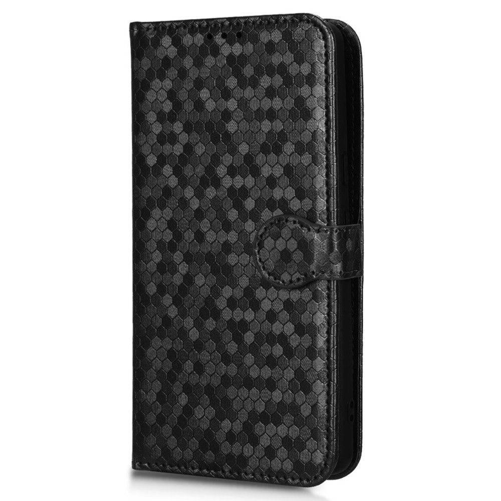 For Samsung Galaxy A34 5G Dot Pattern Imprinted Phone Cover PU Leather Shockproof Wallet Stand Cover with Strap