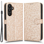 For Samsung Galaxy A34 5G Dot Pattern Imprinted Phone Cover PU Leather Shockproof Wallet Stand Cover with Strap