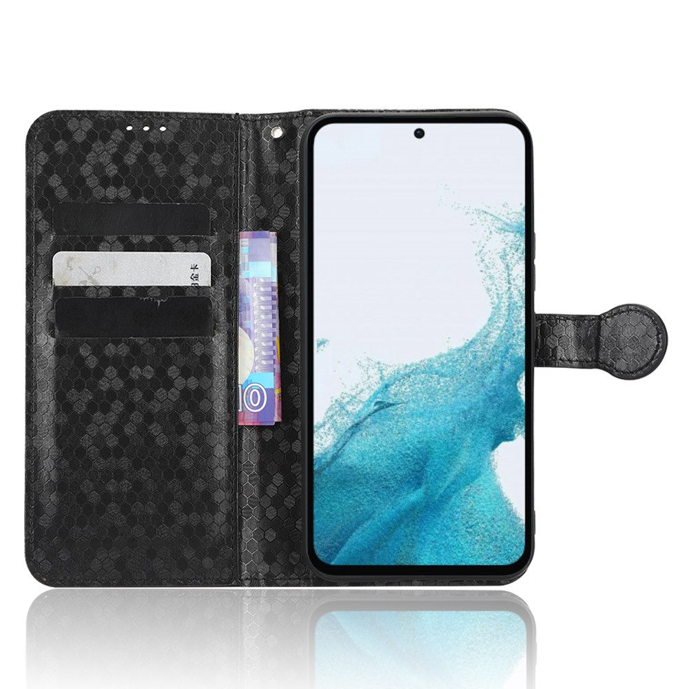 For Samsung Galaxy A54 5G Shockproof Wallet Stand Dot Pattern Imprinted Phone Cover PU Leather Case with Strap