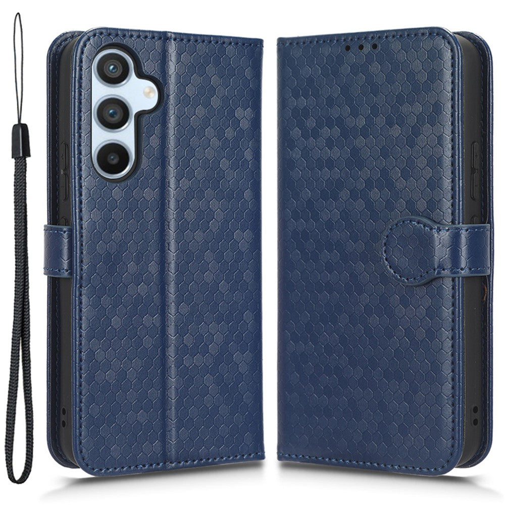 For Samsung Galaxy A54 5G Shockproof Wallet Stand Dot Pattern Imprinted Phone Cover PU Leather Case with Strap