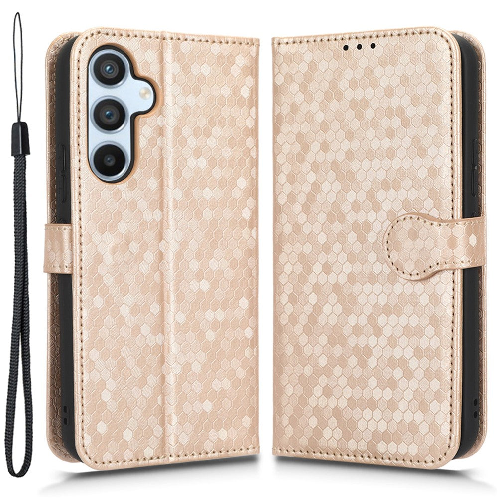 For Samsung Galaxy A54 5G Shockproof Wallet Stand Dot Pattern Imprinted Phone Cover PU Leather Case with Strap