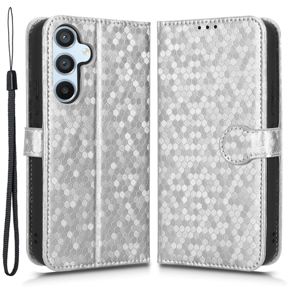 For Samsung Galaxy A54 5G Shockproof Wallet Stand Dot Pattern Imprinted Phone Cover PU Leather Case with Strap