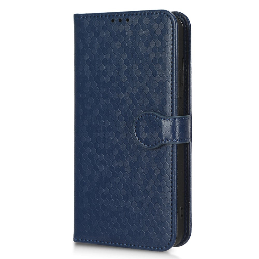 For Samsung Galaxy S23+ Mobile Phone Cover Dot Pattern Imprinted PU Leather Anti-Scratch Wallet Stand Case with Strap
