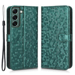 For Samsung Galaxy S23+ Mobile Phone Cover Dot Pattern Imprinted PU Leather Anti-Scratch Wallet Stand Case with Strap