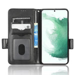 For Samsung Galaxy S23+ Cell Phone Case Imprinted Triangle Pattern Phone Cover PU Leather Wallet with Wrist Strap