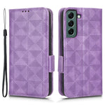 For Samsung Galaxy S23+ Cell Phone Case Imprinted Triangle Pattern Phone Cover PU Leather Wallet with Wrist Strap
