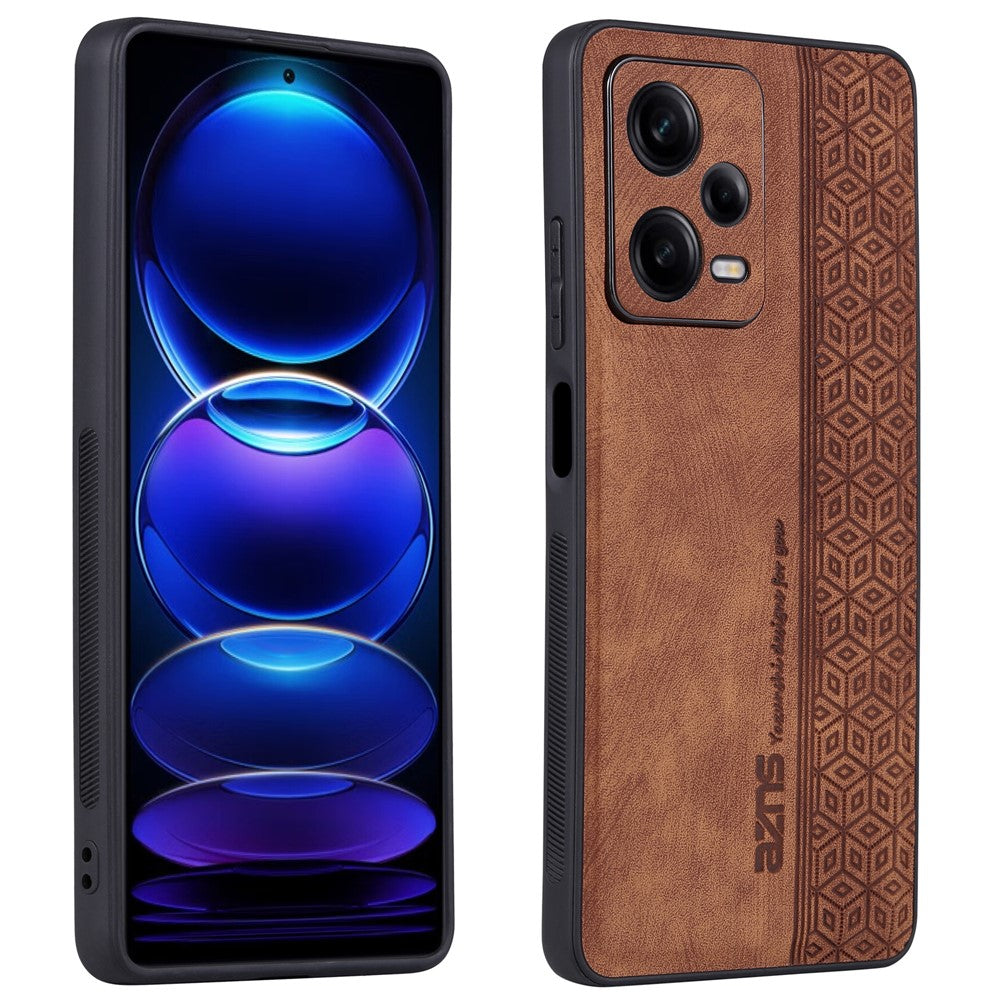 AZNS För Xiaomi Redmi Note 12 Pro 5G PU-läder stativ plånboksfodral med rem präglad mönster mobilfodral kollisionsskyddande PU-läderbelagt TPU-fodral