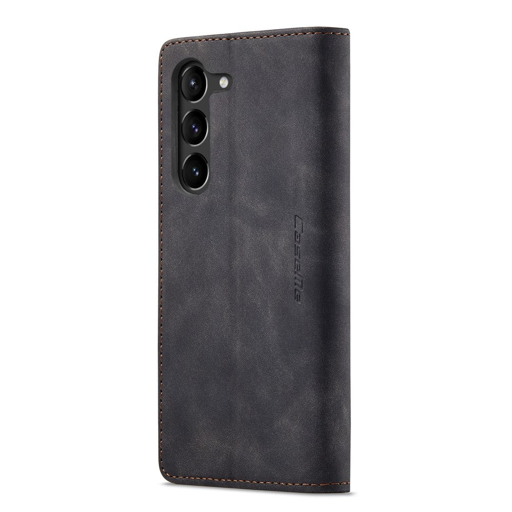 CASEME 013 Series For Samsung Galaxy S23 Stand Function PU Leather Wallet Case Magnetic Auto-absorbed Phone Case