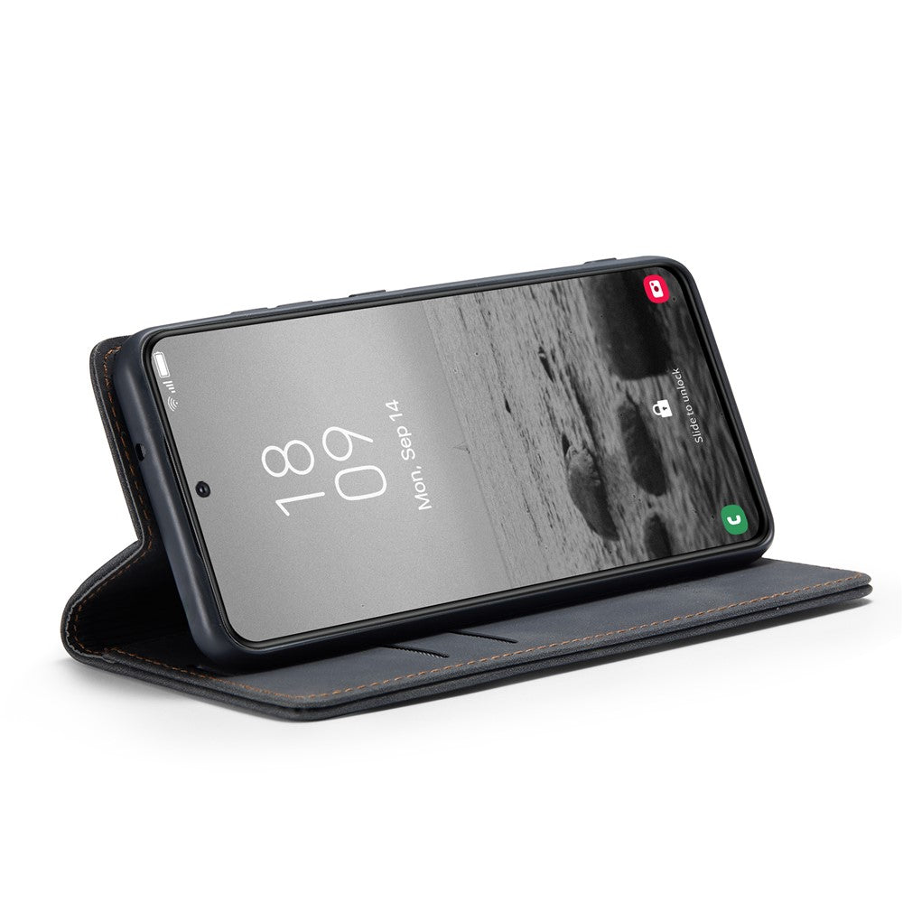 CASEME 013 Series For Samsung Galaxy S23 Stand Function PU Leather Wallet Case Magnetic Auto-absorbed Phone Case
