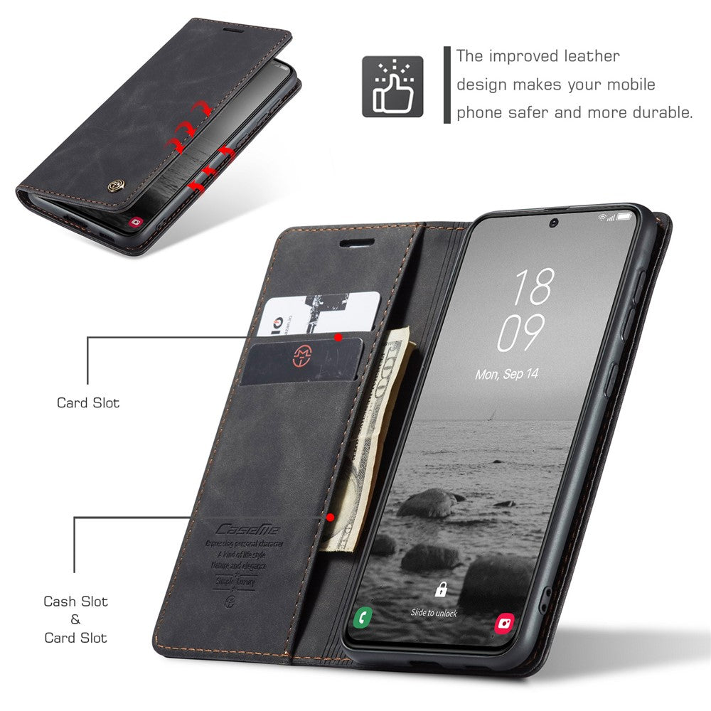 CASEME 013-serien til Samsung Galaxy S23 stativfunktion PU-læderpung cover magnetisk selvabsorberende telefoncover
