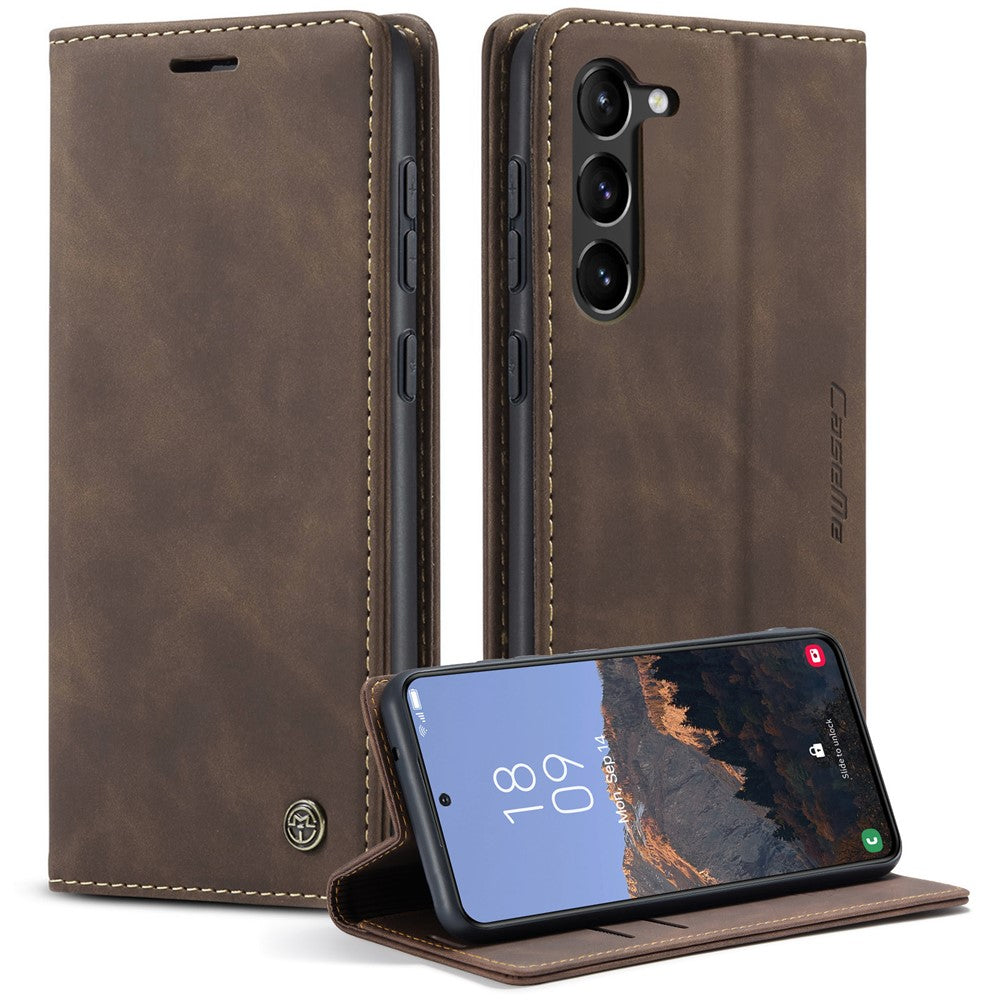 CASEME 013 Series For Samsung Galaxy S23+ Stand Function PU Leather Wallet Case Full Protection Magnetic Auto-absorbed Phone Case