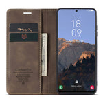 CASEME 013 Series For Samsung Galaxy S23+ Stand Function PU Leather Wallet Case Full Protection Magnetic Auto-absorbed Phone Case