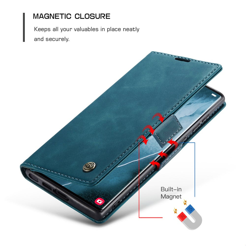 CASEME 013-serien til Samsung Galaxy S23 Ultra Stativfunktion Fuldindpakket PU-læderpungcover Magnetisk automatisk absorberende telefoncover