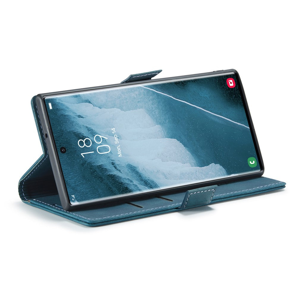 CASEME 013-serien til Samsung Galaxy S23 Ultra Stativfunktion Fuldindpakket PU-læderpungcover Magnetisk automatisk absorberende telefoncover