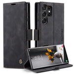 CASEME 013-serien til Samsung Galaxy S23 Ultra Stativfunktion Fuldindpakket PU-læderpungcover Magnetisk automatisk absorberende telefoncover