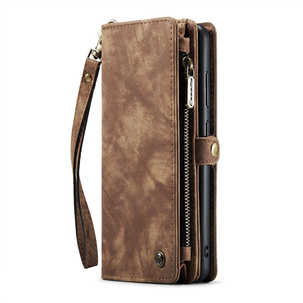 CASEME 008 Series for Samsung Galaxy S23 Multi-Functional PU Leather Foldable Stand Cover Detachable Magnetic Zipper Wallet Case