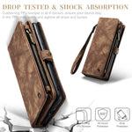 CASEME 008 Series for Samsung Galaxy S23 Multi-Functional PU Leather Foldable Stand Cover Detachable Magnetic Zipper Wallet Case