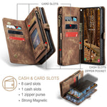 CASEME 008 Series for Samsung Galaxy S23 Multi-Functional PU Leather Foldable Stand Cover Detachable Magnetic Zipper Wallet Case