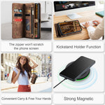 CASEME 008 Series for Samsung Galaxy S23 Multi-Functional PU Leather Foldable Stand Cover Detachable Magnetic Zipper Wallet Case