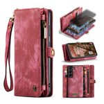 CASEME 008 Series for Samsung Galaxy S23 Multi-Functional PU Leather Foldable Stand Cover Detachable Magnetic Zipper Wallet Case