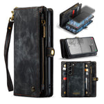 CASEME 008 Series for Samsung Galaxy S23 Multi-Functional PU Leather Foldable Stand Cover Detachable Magnetic Zipper Wallet Case