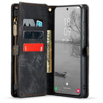 CASEME 008-serien för Samsung Galaxy S23+ multifunktionellt PU-läder handsfree-stativ fällbart fodral med avtagbart magnetiskt dragkedja plånboksfodral