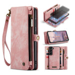 CASEME 008-serien för Samsung Galaxy S23+ multifunktionellt PU-läder handsfree-stativ fällbart fodral med avtagbart magnetiskt dragkedja plånboksfodral