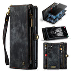 CASEME multifunktionelt justerbart folio-etui i PU-læder med stativ, foldbart, aftageligt, magnetisk, med lynlås og pung, 008-serien, til Samsung Galaxy S23 Ultra