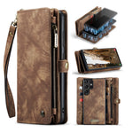 CASEME 008-serien för Samsung Galaxy S23 Ultra multifunktionellt PU-läder justerbart stativ fällbart fodral avtagbart magnetiskt dragkedja plånboksfodral