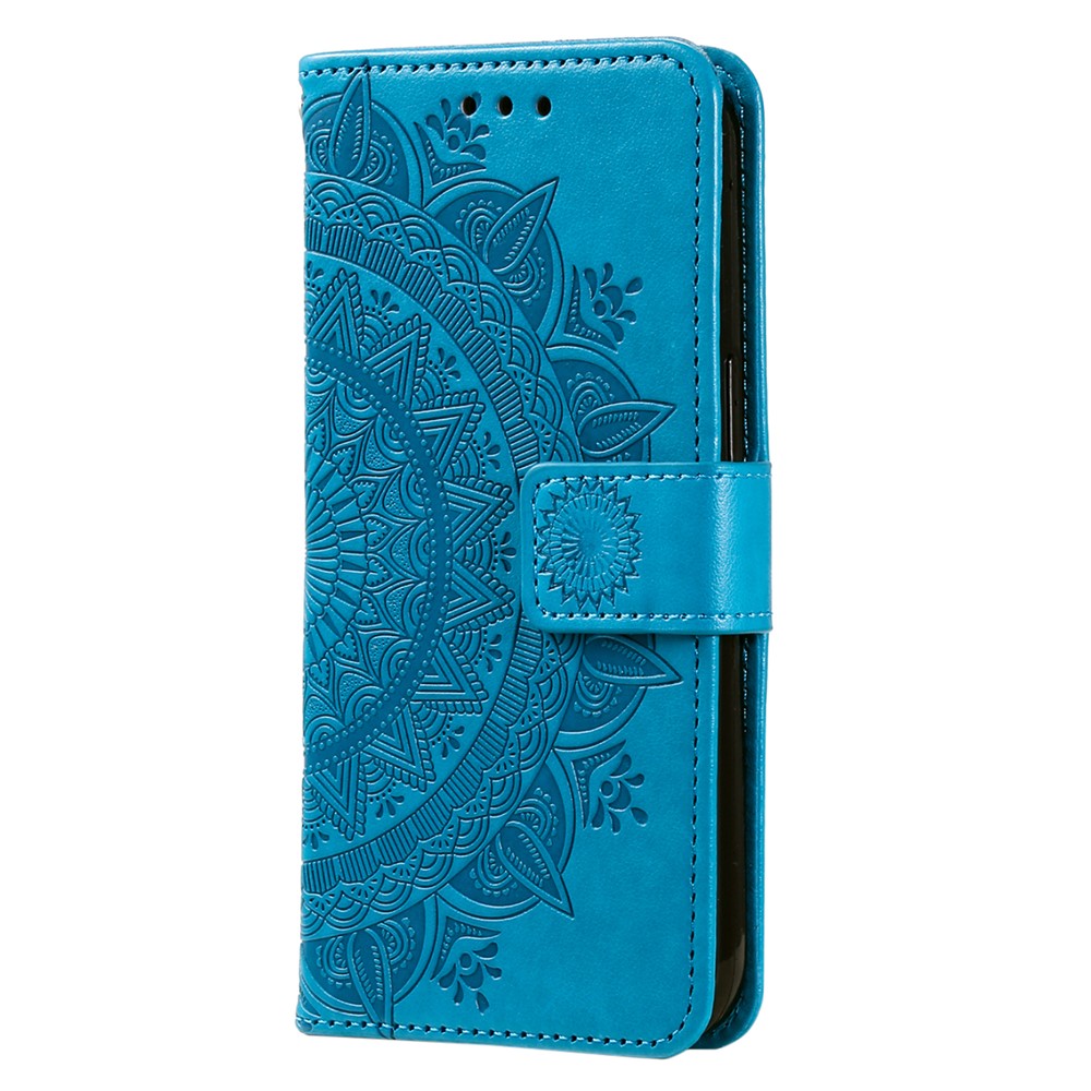 Mobile Phone Case for Oppo A58 5G, Imprinted Mandala Flower Pattern Wallet Stand Phone Cover with Strap