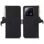 For Xiaomi 13 Pro 5G RFID Blocking Phone Case Genuine Leather Foldable Stand Wallet Magnetic Flip Cover