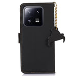 For Xiaomi 13 Pro 5G RFID Blocking Phone Case Genuine Leather Foldable Stand Wallet Magnetic Flip Cover